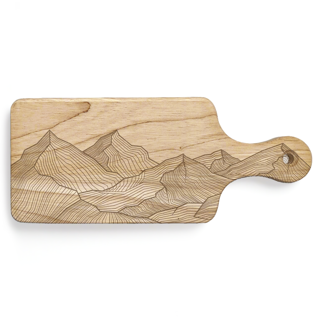 MOUNTAIN LINE ART Laser Engraved Wood Cutting Board – Smoky